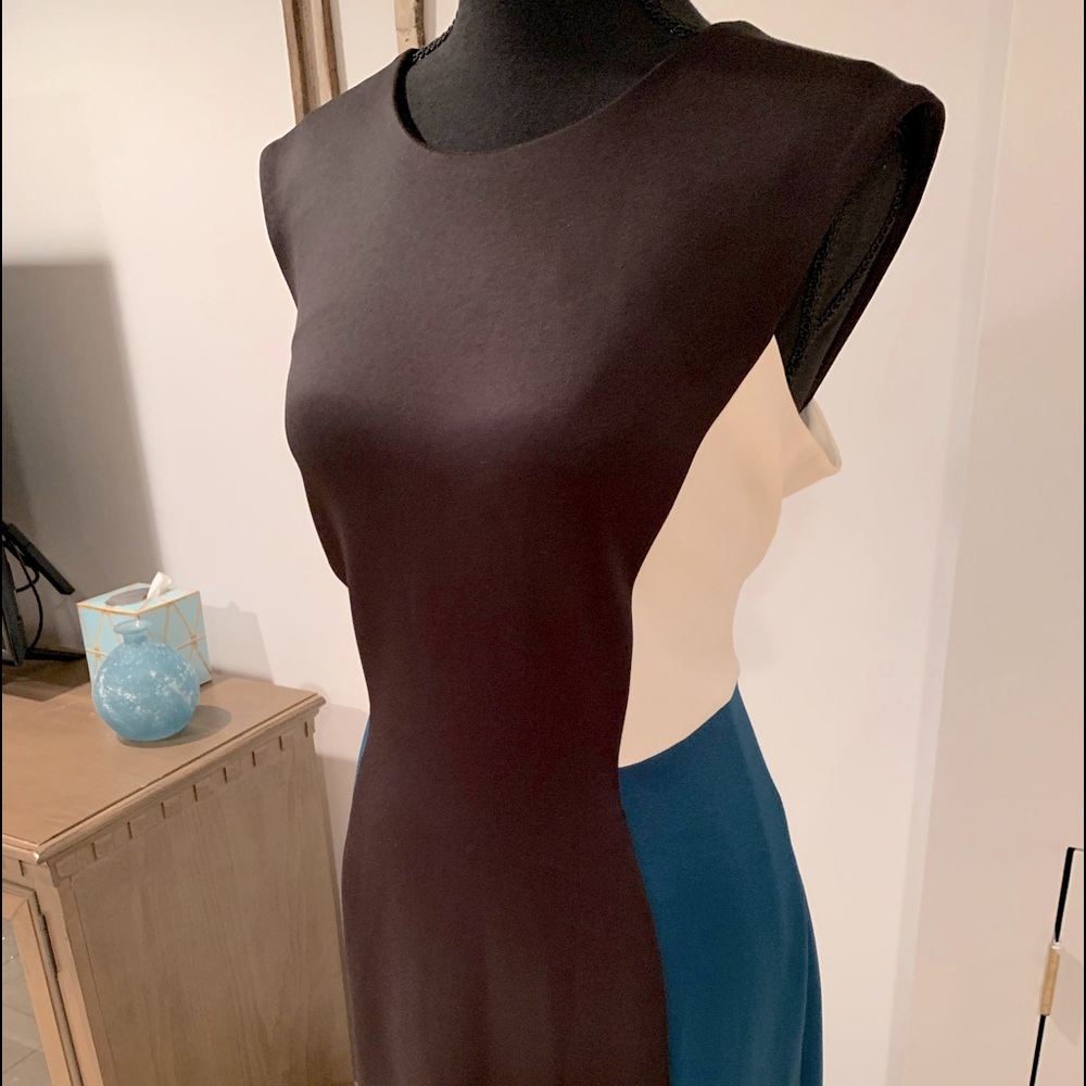 Calvin Klein black/cream/teal dress